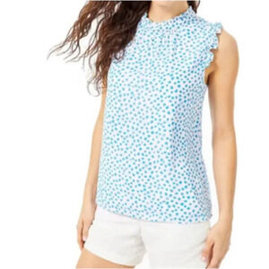 Lilly Pulitzer Cambria Sleeveless Ruffled Blouse in Zanzibar Blue - NWOT - XS